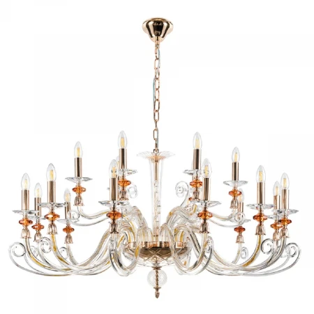 Подвесная люстра Crystal Lux Catarina SP12+6 V2 Gold/Transparent-Cognac