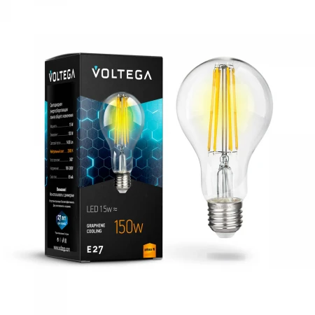 Лампа светодиодная филаментная Voltega E27 15W 2800К прозрачная VG10-A1E27warm15W-F 7104 Лампа светодиодная филаментная Voltega E27 15W 2800К прозрачная VG10-A1E27warm15W-F 7104