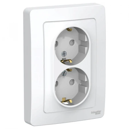 Розетка двойная 2К+З Systeme Electric Blanca 16A 250V со шторками белая BLNRS001121