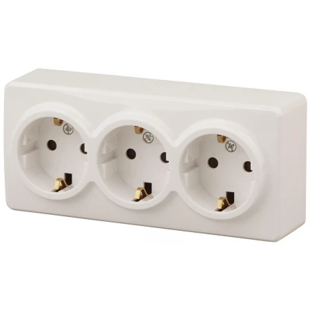 Розетка ЭРА Эксперт 3х2P E со шторками Schuko 16A 250V 11-2209-02 Б0020704