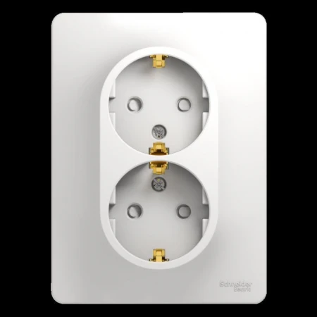 Розетка двойная 2К+З Systeme Electric Glossa 16A 250V со шторками белая GSL000126