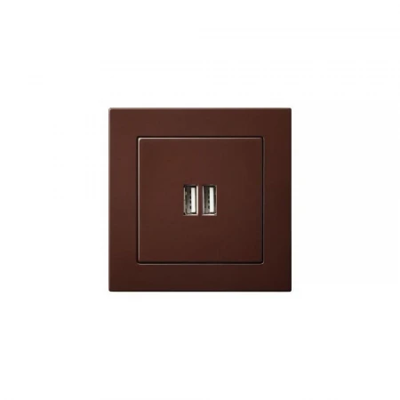 Розетка 2xUSB Liregus Epsilon коричневый 28-1453