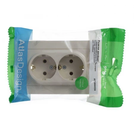 Розетка двойная 2К+З Systeme Electric AtlasDesign 16A 250Vбежевая ATN000224