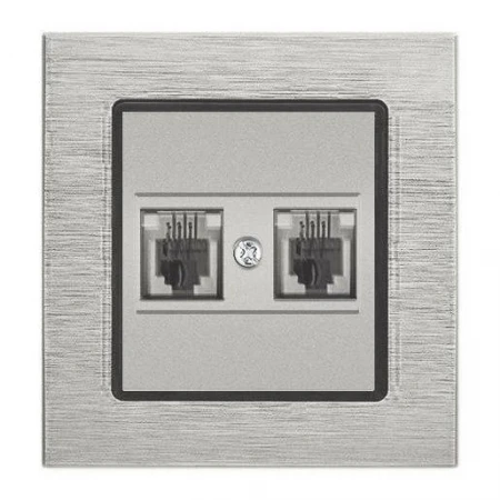 Розетка телефонная двойная Vesta-Electric Exclusive Silver Metallic серебро FRZMT040002SER