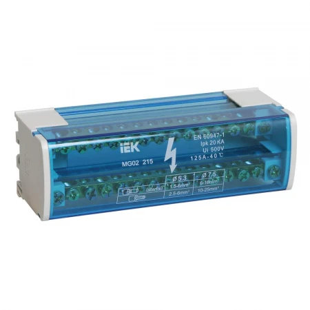 Шины на DIN-рейку в корпусе (кросс-модуль) ШНК 2х15 L+PEN IEK YND10-2-15-125