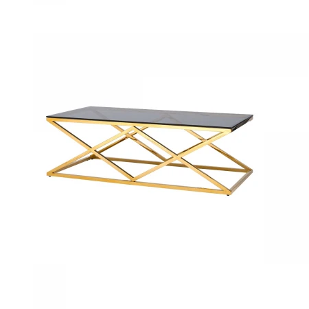 Журнальный стол Stool Group Инсигния 120*60 черное стекло/сталь золото УТ000001503
