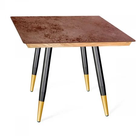 Кухонный стол Sheffilton SHT-TU14/ДУБ 70/70 / КЕРАМИКА прозр.лак/корич.сепия/чёрн.муар/золото 3981827802