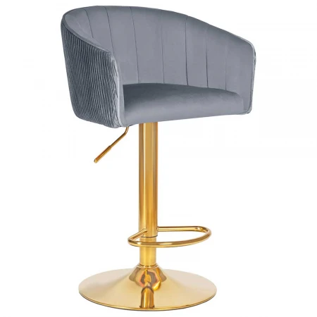 Стул барный DOBRIN DARCY GOLD (серый велюр (1922-19)) 5025_GoldBase-LM DARCY GOLD