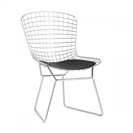 Кухонный стул Stool Group Bertoia хромированный с черной подушкой BTY-18-P6 CH/BL