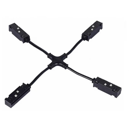 Коннектор питания Х-образный Hesby Lighting ElDeko для шинопровода 48В, чёрный HSBL_0153