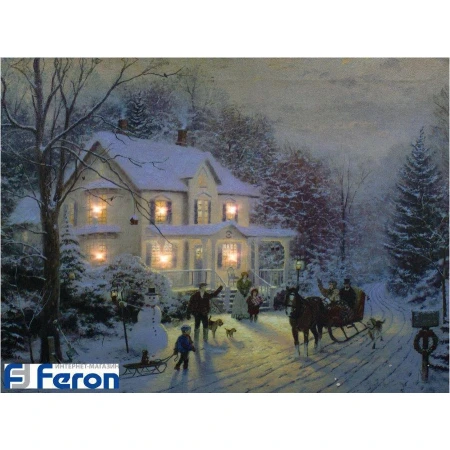 Световая картина "домик с снегу", lt118