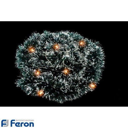 Гирлянда светодиодная мишура на батарейках "зеленый с белым", cl800